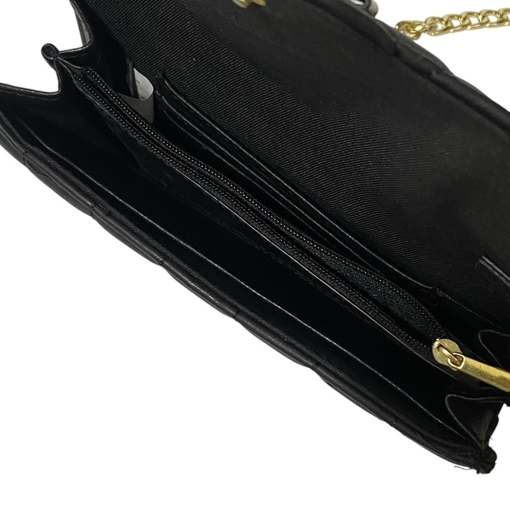 Mossimo Black Quilted Crossbody Bag Gold Chain Small Purse Wallet - Picture 6 of 7